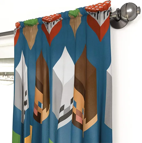 Vista 6 de Jay Franco Minecraft - Juego de cama isométrica individual, cortinas y cesta de enredadera