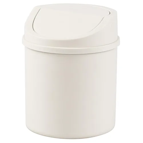 Vista 7 de Cubo de basura pequeño de plástico de 0.7 galones, mini bote de basura con tapa abatible, color blanco