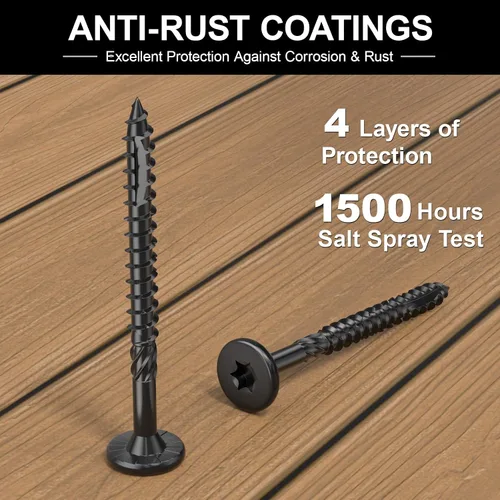 Vista 5 de FMhotu 100 Tornillos para Madera Negros con Cabeza de Estrella de 2-7/8 Pulgadas - Tornillos Resistentes al Óxido para Terrazas de Madera