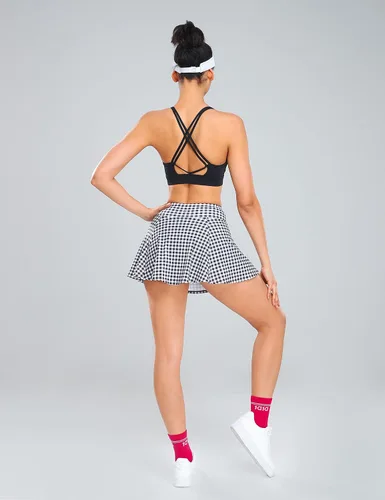 Vista 7 de 1a1a Faldas de tenis y golf para mujer con pantalones cortos y bolsillos de cintura alta, falda pantalón atlética deportiva