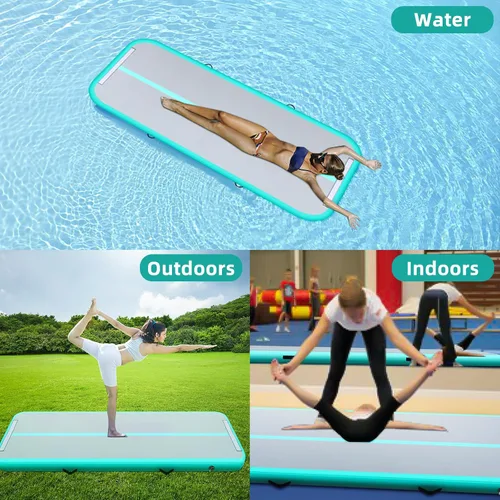 Vista 5 de Colchoneta inflable de gimnasia de 10 pies, 13 pies, 16 pies, 20 pies, para uso doméstico, entrenamiento, animadoras, agua