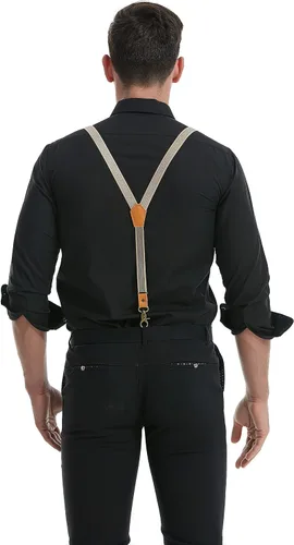 Vista 5 de MENDENG Tirantes ajustables para hombre clips de metal de bronce con cuero