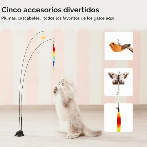 Vista 5 de Potaroma Juguetes de varita para gatos con ventosa, juguete interactivo