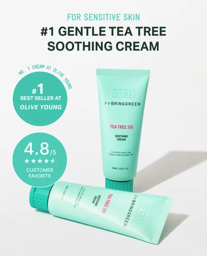 Vista 3 de BRING GREEN Tea Tree Cica Soothing Cream Plus 3.4 fl oz Cuidado de la piel coreano (paquete de 2)