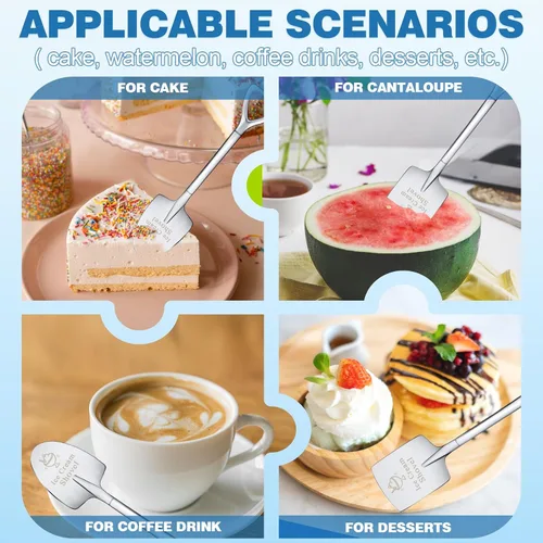 Vista 6 de Juego de 2 palas para helado - Regalo divertido y amoroso (regalo de cumpleaños/vacaciones para familiares y amigos), cucharas de postre de acero