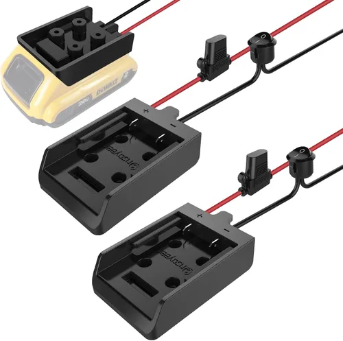 Vista 8 de Adaptador de rueda eléctrica con fusible e interruptor para batería Dewalt de 20 V, adaptador de batería hermético no soplado con fusible de 30 A