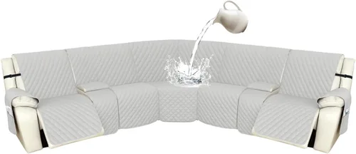 Vista 96 de Arfntevss Fundas de sofá modular reclinable, 100% impermeable, en forma de L, para sillón reclinable en forma de L, funda seccional lavable