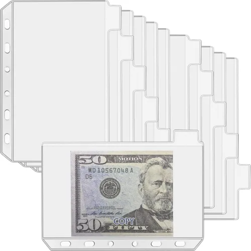 Vista 8 de UMSICHT 12 piezas de bolsillos para carpeta A5 sin cremalleras, sobres de presupuesto sin cremallera con diseño de bits de índice, funda