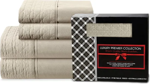 Vista 12 de Elegant Comfort Lujoso juego de sábanas acolchadas de 4 piezas, caja de regalo, calidad egipcia de 1500 hilos, suave, resistente a las arrugas