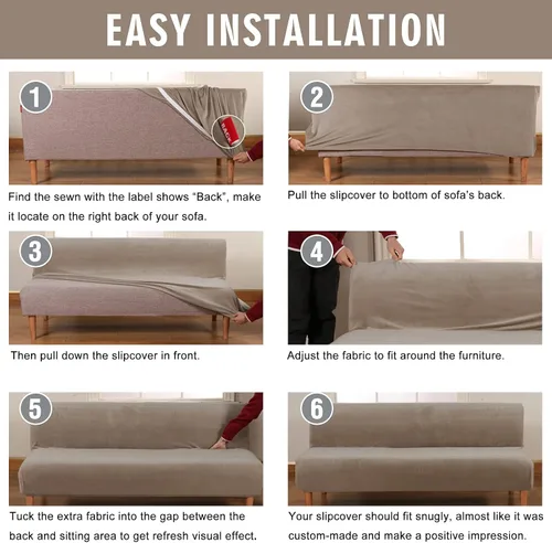Vista 7 de TOPCHANCES Funda de sofá cama sin brazos, funda de terciopelo de felpa para sofá, funda de sofá tamaño matrimonial, lavable y extraíble, protector