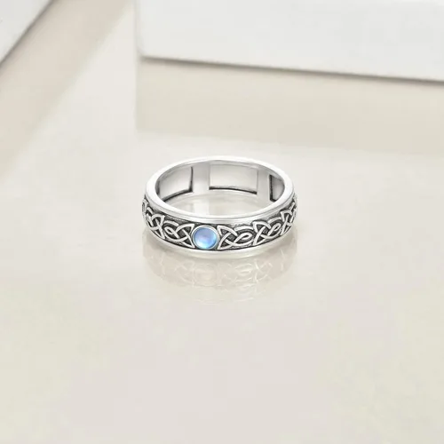Vista 4 de POPLYKE Anillos giratorios giratorios de plata de ley para mujer, para aliviar el estrés, regalo
