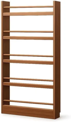 Vista 3 de Estantería de montaje en pared, estante para libros de 3 niveles detrás de la puerta, estante de bambú sólido para dormitorio, sala de estar, 19