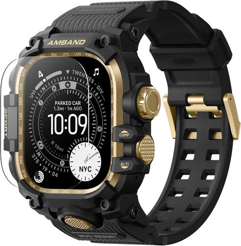 Vista 12 de amBand - Carcasa compatible con Apple Watch SE 3/SE 2/SE/6/5/4 de 1.732 pulgadas, M3 de 1.732 pulgadas, resistente correa táctica, protector