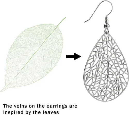 Vista 11 de 14K Gold Plated Silver Rose Gold Teardrop Filigree Dangle Earrings Lightweight Leaf Drop Earrings for Christmas Gift