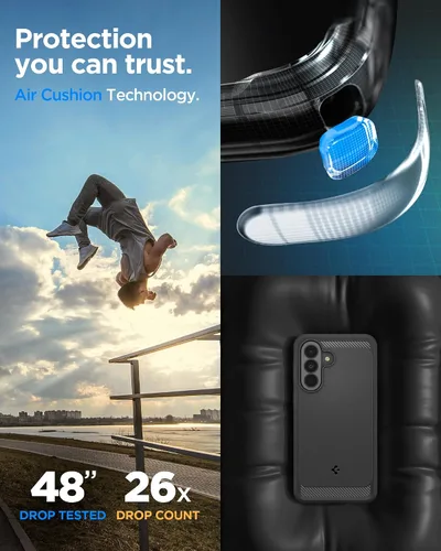 Vista 3 de Spigen Funda para Galaxy A37 5G, blindaje resistente [protección de grado militar] - negro mate