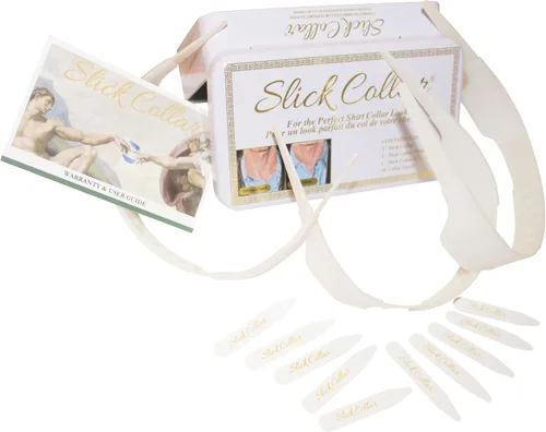 Vista 6 de Slick Collar Paquete de soporte de cuello de camisa ajustable con soporte para cuello para hombres y mujeres, Blanco