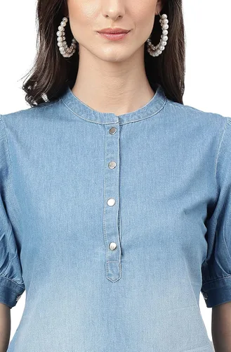 Vista 8 de Janasya Indian - Pantalones de mezclilla azul claro para mujer