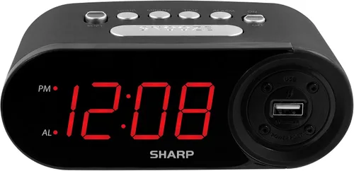Vista 7 de Reloj despertador digital afilado con carga USB 2A y pantalla LED verde Puerto USB de alta velocidad 2A; LED verdes de fácil lectura; Controles