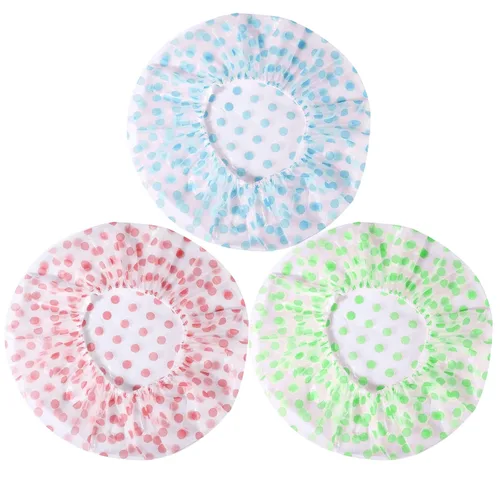 Vista 9 de Gorro de ducha, 3 unidades, impermeable, reutilizable, gorro de baño para mujeres, hombres y niños