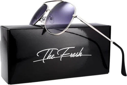 Vista 2 de The Fresh Gafas de sol de aviador clásicas con marco de metal, embalaje exquisito
