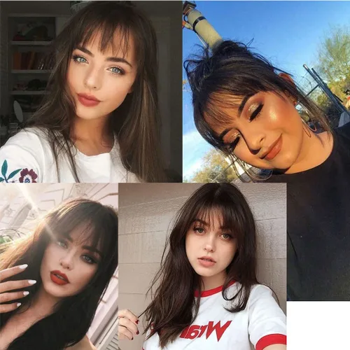 Vista 7 de Flequillo con clip, extensiones de cabello humano 100 % real, flequillo con clip para mujer, extensiones curvadas para uso diario