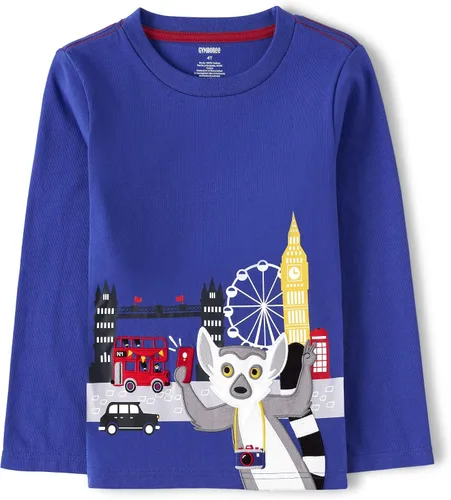 Vista 5 de Gymboree - Camisetas de manga larga con bordado gráfico para niños y niños pequeños, diseño de otoño y festivo Oso de trapo de manzana