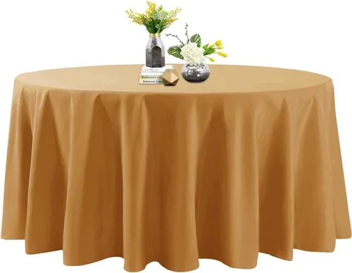 Vista 141 de Mantel de poliéster lavable de 132 pulgadas, resistente a las manchas y a las arrugas, mantel decorativo para mesa de comedor, fiestas de bufé
