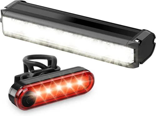 Vista 8 de Bright LED Bike Light for Night Riding,2025 Upgraded Rechargeable Bicycle Lights Set 5 Modes IPX6 Waterproof MTB Off-Road Cycling Commuting