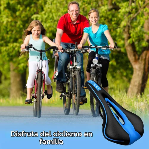 Vista 6 de MSDADA Asiento de bicicleta de gel, cómodo sillín de bicicleta con cojín suave acolchado para hombres, mujeres, niños, impermeable, montaña Azul