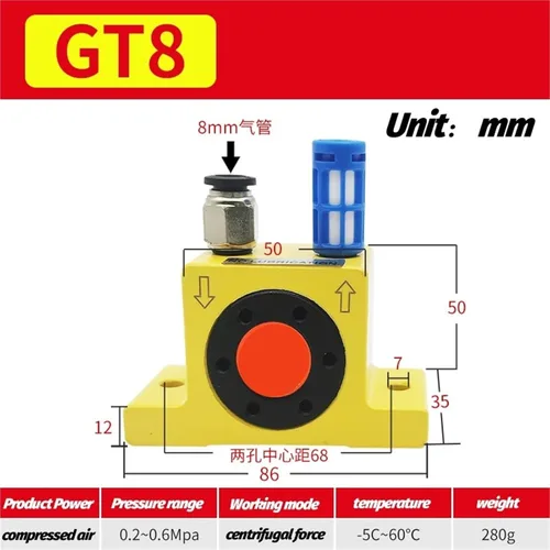 Vista 3 de Air pneumatic turbine vibrator GT8 GT10 GT13 GT16 GT20 GT25 GT30 GT32 GT36 GT40 Industrial Turbine Vibrator K8 K10 K13 K16 K20(GT10)
