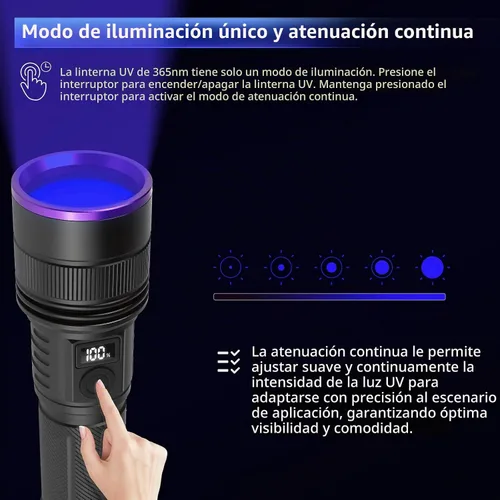Vista 13 de Luces negras recargables de 365nm con linterna de luz UV de lente de filtro