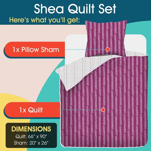 Vista 3 de Refinery29 Colección de ropa de cama de rayas de karité Juego de edredón lujoso de 100% algodón de alta calidad, ultra suave, ligero y cómodo