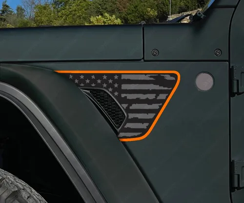 Vista 5 de Calcomanías de ventilación de guardabarros desgastadas compatibles con Jeep Wrangler Gladiator Rubicon JL JT 2018-2026 (2 colores negro mate/4 azul)