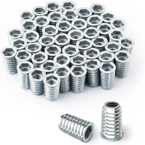 Vista 8 de POWERTEC Insertos de tuerca de 50 1/4'-20 Adecuado para madera dura y madera blanda, carpintería y muebles Longitud de 0.469 in (QTI1002)