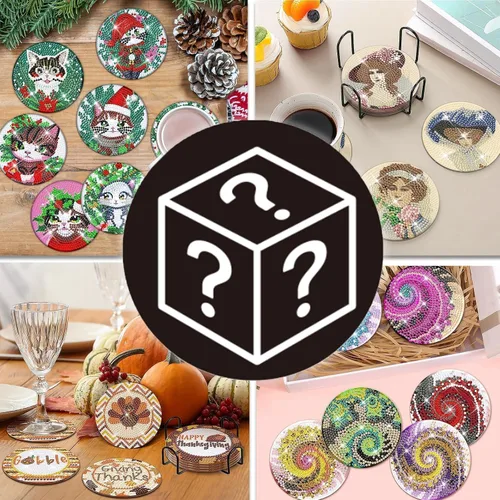 Vista 7 de 200 Estilos de Posavasos de Diamante Caja Sorpresa con Soporte DIY Arte de Diamante Posavasos Caja Sorpresa para Adultos Kits de Diamantes