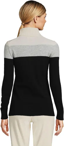 Vista 2 de Lands' End Suéter de cuello alto de cachemira para mujer, mezcla gris jaspeado, talla M regular, Mezcla gris jaspeado