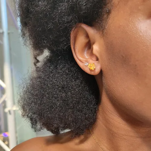 Vista 75 de Aretes de piedra preciosa natural en bruto con oro amarillo sobre plata de ley 925, 6 a 0.276 in, regalo de piedra de nacimiento de calidad genuina