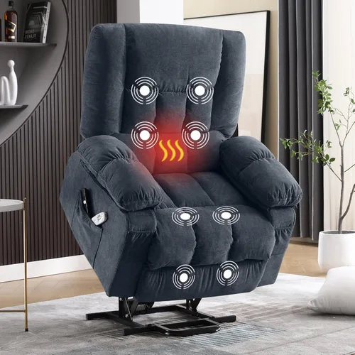 Vista 12 de MAHOMICO Silla reclinable eléctrica para personas mayores con masaje por vibración y calefacción lumbar, sofá reclinable eléctrico con bolsillo