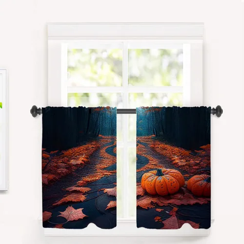 Vista 36 de Cortinas geométricas de cocina para ventanas, color negro, blanco, turquesa, cenefas opacas de poliéster multicapa para cocina, paquete de 2