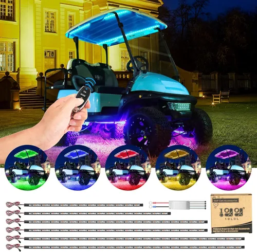 Vista 9 de 10L0L Kit de 2 luces subterráneas para carrito de golf Yamaha EZGO Club Car, iluminación de neón RGB 24 modos con control remoto inalámbrico