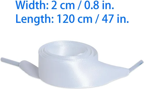 Vista 2 de 2 Pairs 47" Flat Satin Ribbon Shoelaces Silk Shoestring Wide Shoe Laces for Sneaker Skate Shoes Boots Sport Shoes