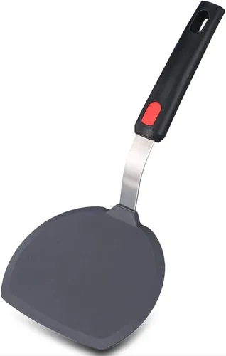 Vista 12 de Juego de 2 espátulas de silicona para utensilios de cocina antiadherentes, espátulas redondas de ángulo ranurado para panqueques de 600 °F