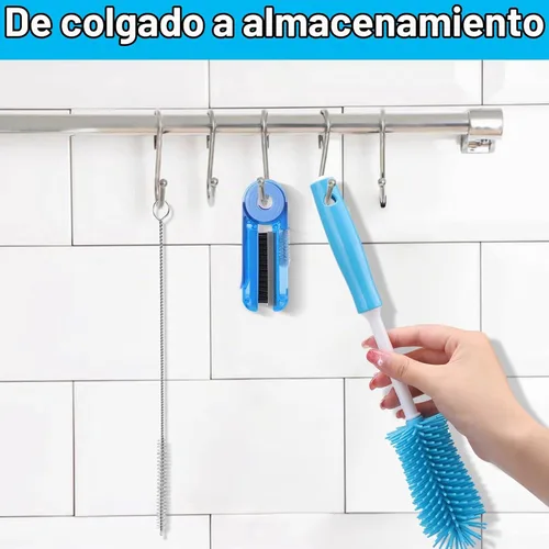 Vista 6 de XANGNIER Paquete de 3 cepillos limpiadores de botellas de agua, juego de limpieza para botellas de agua deportivas, biberones, vasos, cepillo