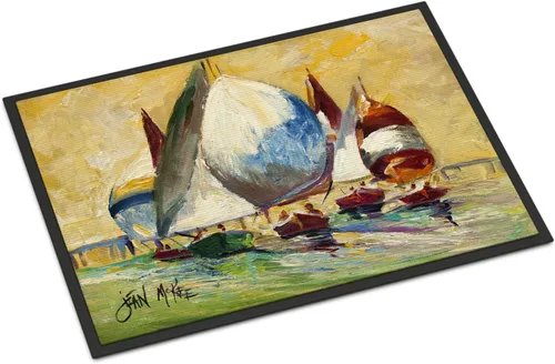 Vista 273 de Caroline's Treasures JMK1017JMAT - Tapete de caza de rana garza azul, 24 x 36 pulgadas, tapete para puerta delantera, interior y exterior