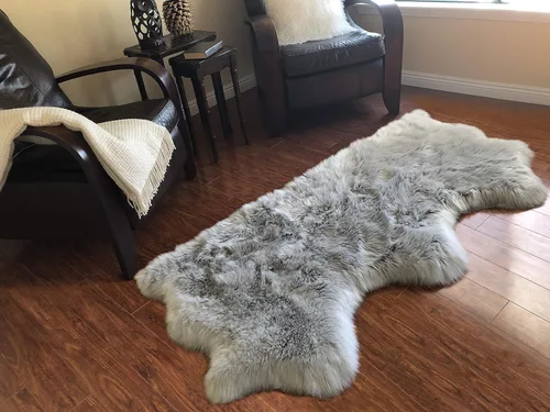 Vista 50 de LAMBZY Alfombra de piel de oveja auténtica, parte inferior gruesa y fuerte, fácilmente lavable, resistente a las manchas, perfecta para sala