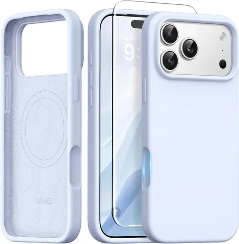 Vista 29 de GONEZ Funda magnética para iPhone 14, compatible con Magsafe, con protector de pantalla + protector de cámara, forro de microfibra antiarañazos