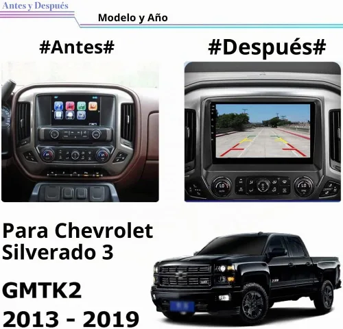 Vista 2 de Radio estéreo Android 12 para Chevrolet Silverado y GMC Sierra (2014-2018). Pantalla IPS de 10 pulgadas Octa Core 4GB+64GB Carplay inalámbrico