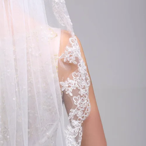 Vista 4 de GEORGE BRIDE Simple Elegent Lace Appliques Wedding Veil