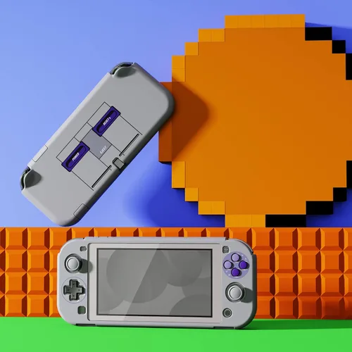 Vista 3 de eXtremeRate PlayVital Classics - Funda protectora estilo SNES para Nintendo Switch Lite, tapa dura para Nintendo Switch Lite Protector de pantalla