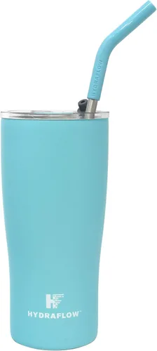 Vista 11 de HYDRAFLOW Capri - Vaso de 20 onzas con popote – Vaso aislado al vacío de triple pared – Vaso aislado al vacío – Vaso de acero inoxidable – Vaso